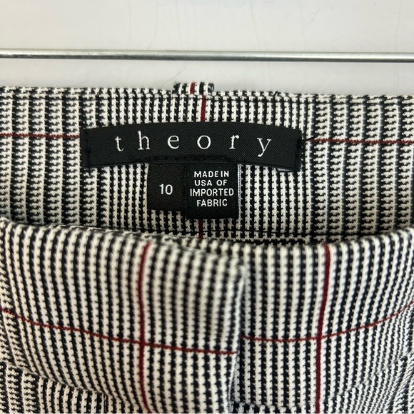 Theory Window Pane Plaid Cropped Ankle Trouser Pants Size 10 - Picture 6 of 12